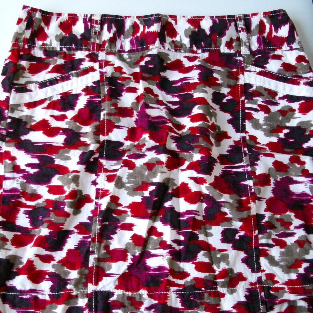 Loft Skirt Abstract Camouflage Red Purple Cotton Straight Pencil Size 8
